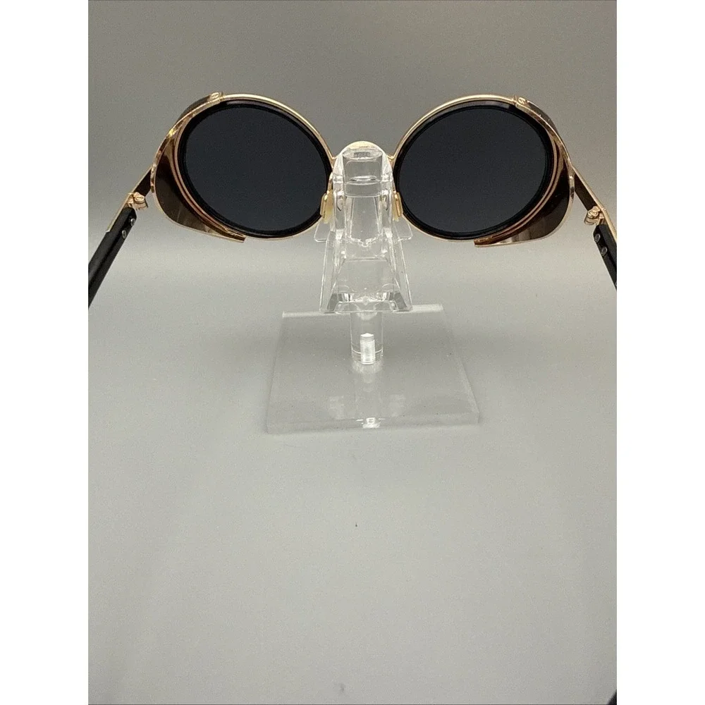 Round Punk Sunglasses Men Vintage Luxury Steampunk  Black/Gold Metal Funk Hip